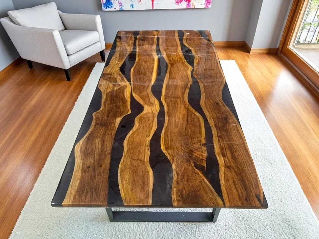 Dining Room Black Epoxy Resin Table Top 